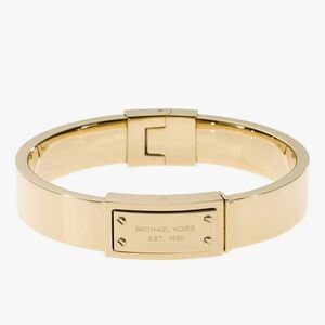 Michael Kors Gold Tone Hinged Plaque Bracelet